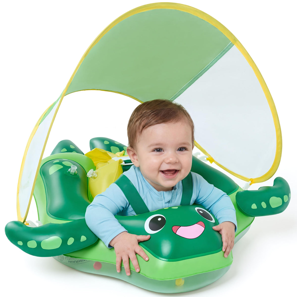 Sloosh baby float with removable sun canopy for shade and comfort during water play