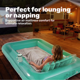 Sloosh backyard oasis float for solo relaxation.