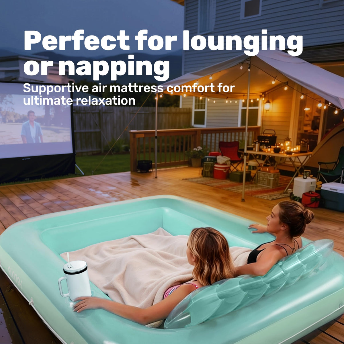 Sloosh backyard party centerpiece combines style with comfortable lounging.