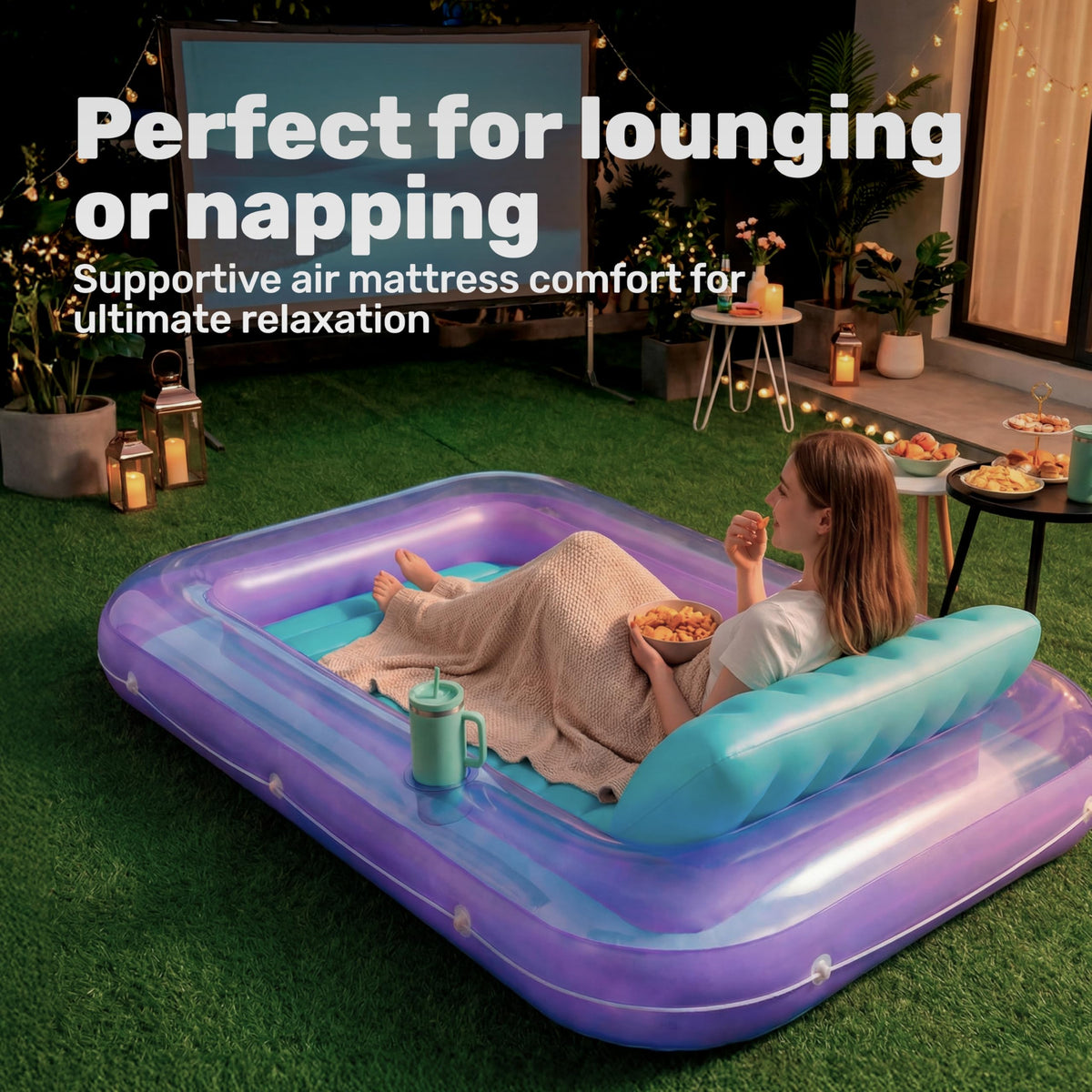 Sloosh backyard pool use for garden party or solo lounging