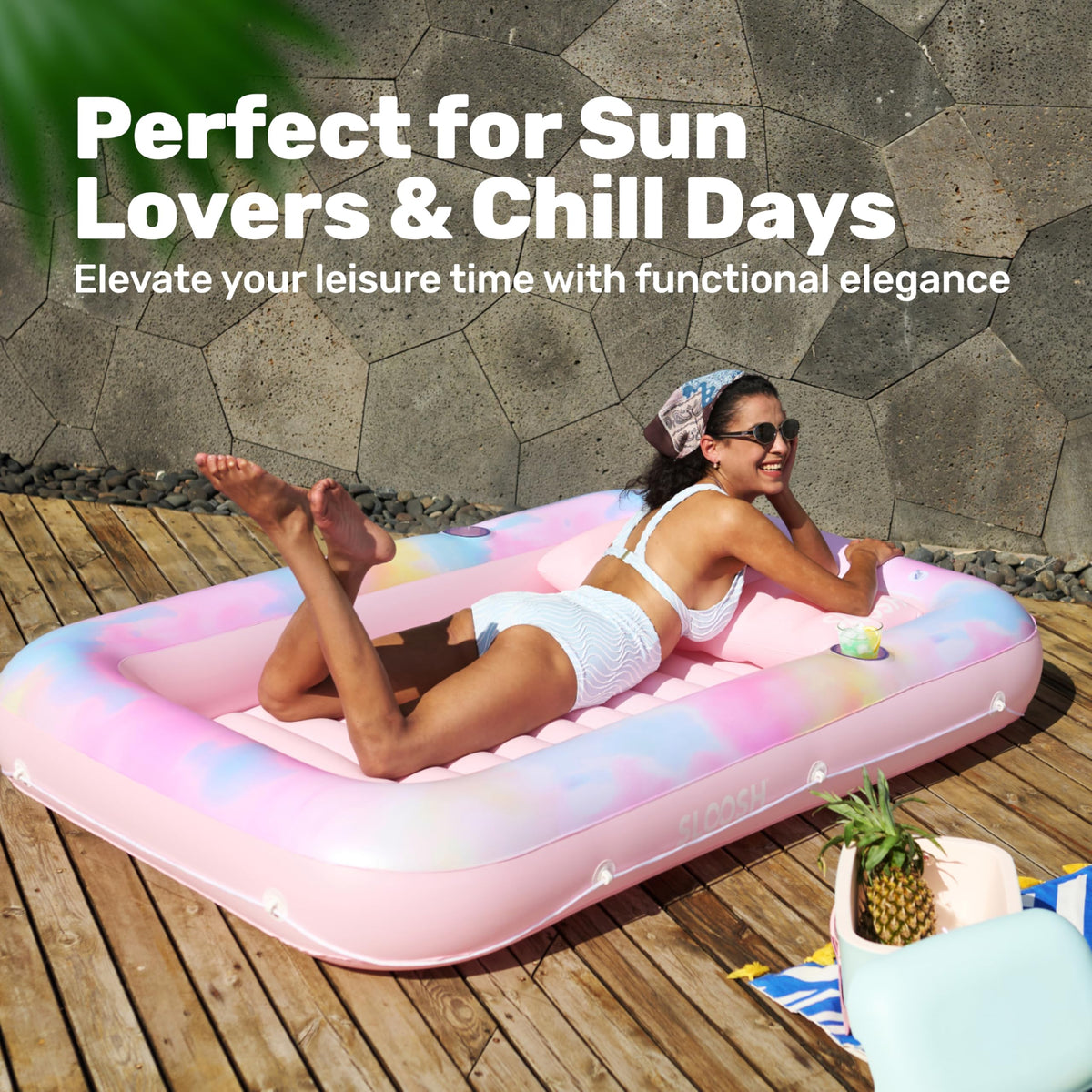 Sloosh backyard oasis float ideal for relaxing at home and poolside
