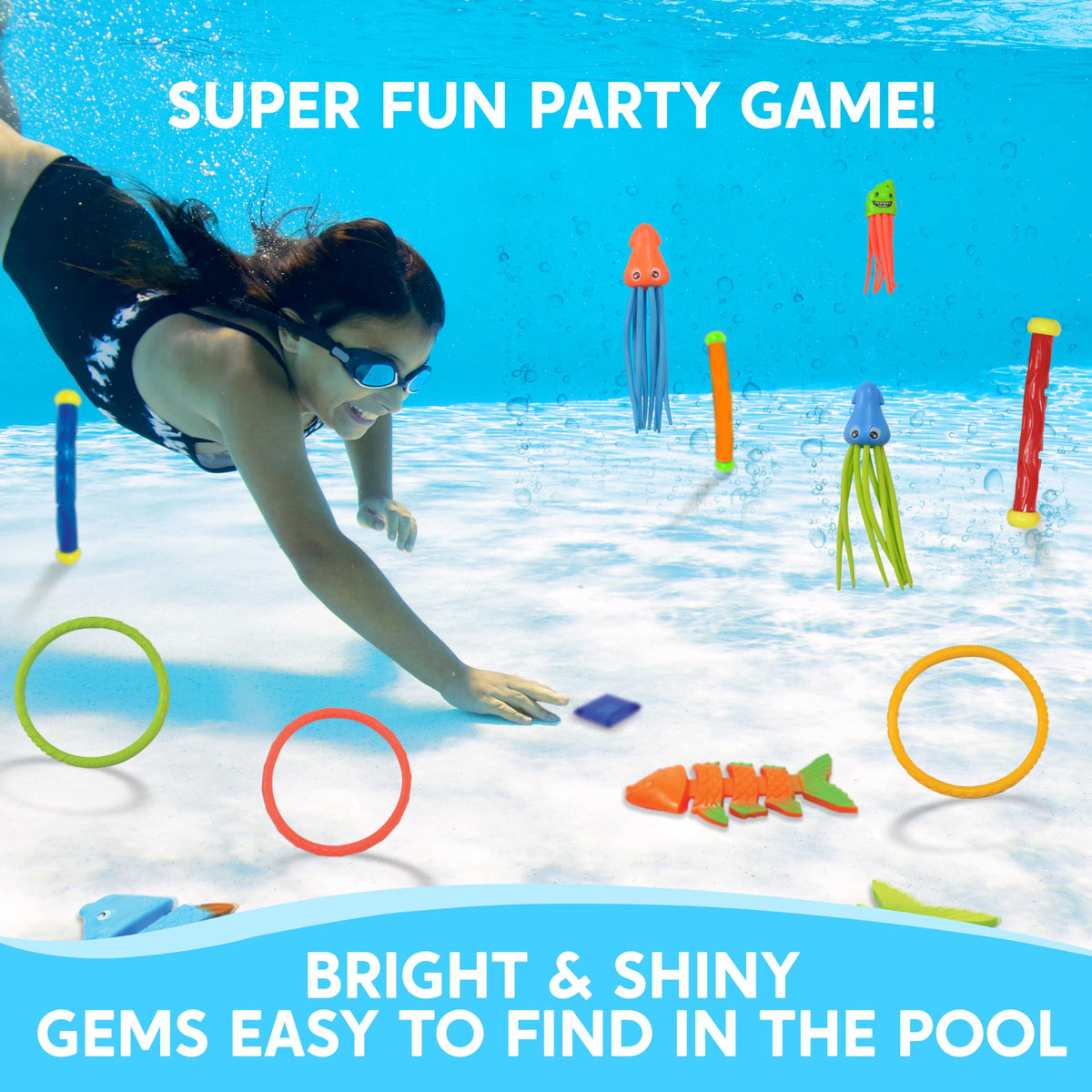Sloosh bandits offer bottom targets for treasure-hunt style pool games