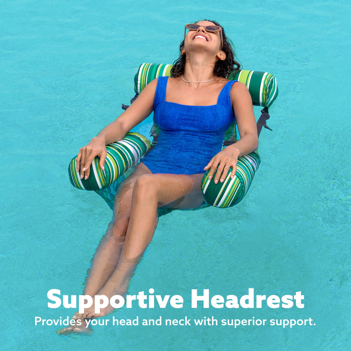 Sloosh floats suitable for beach, lake, or river adventures with stripe styling.