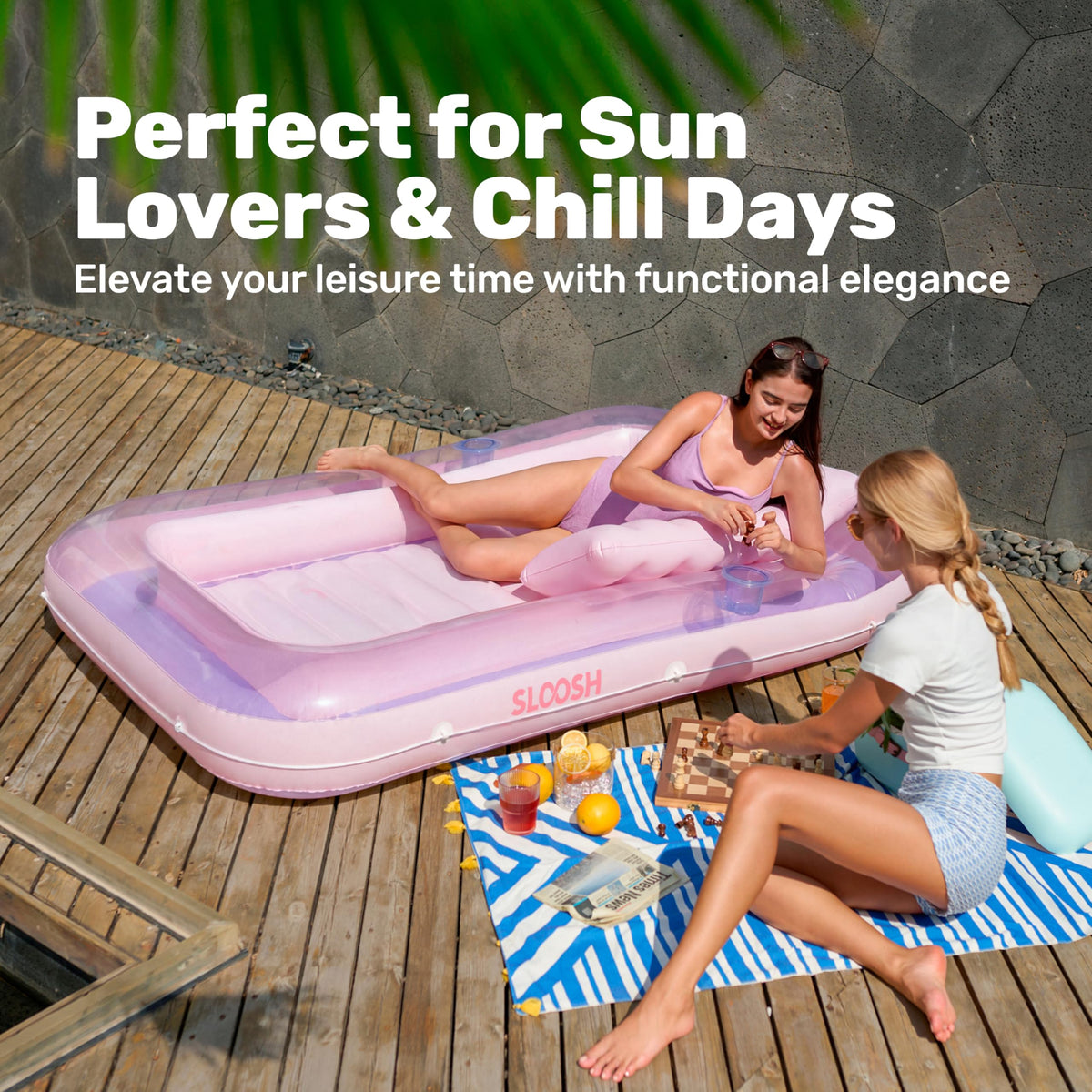 Sloosh ideal for beach, pool, or lake days with privacy.