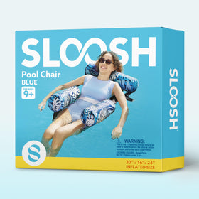 Sloosh blue leaves pool float setup ready for poolside relaxation