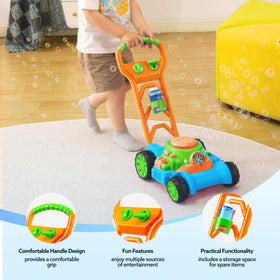 Sloosh Bubble Lawn Mower Toy blue non-toxic and safe for kids