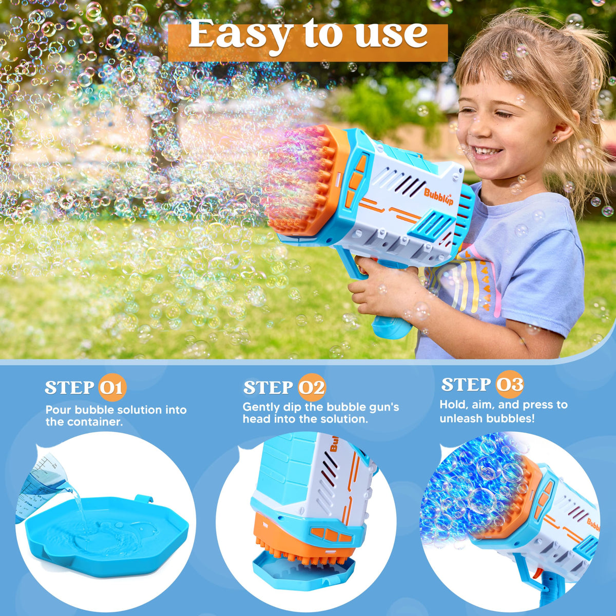 Sloosh bubble machine guns produce thousands of bubbles per minute at events.