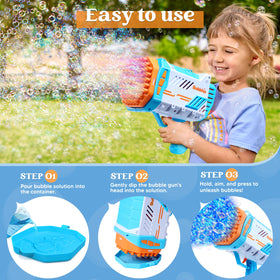 Sloosh bubble machine guns produce thousands of bubbles per minute at events.