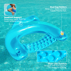 SLOOSH inflatable pool float with built-in headrest for relaxed lounging