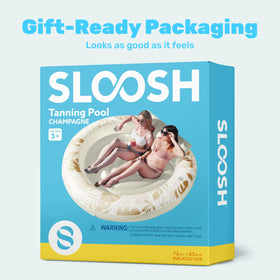 Sloosh Champagne-colored float adds luxe vibe to sunbathing.