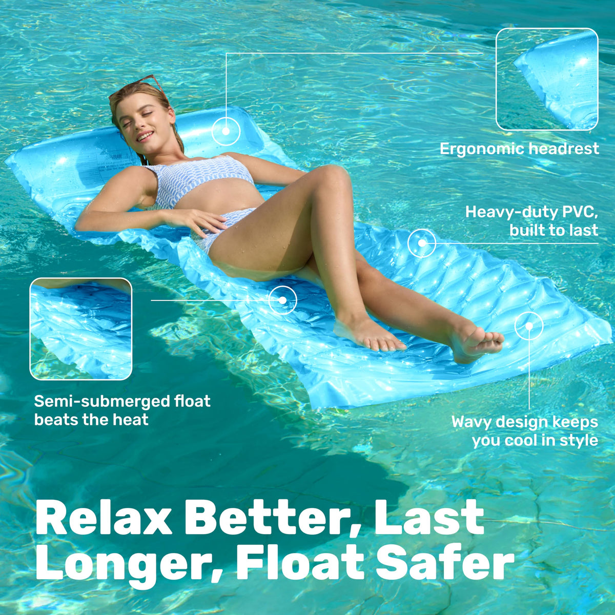 Sloosh close-up shows UV-resistant PVC material built to last through summers.
