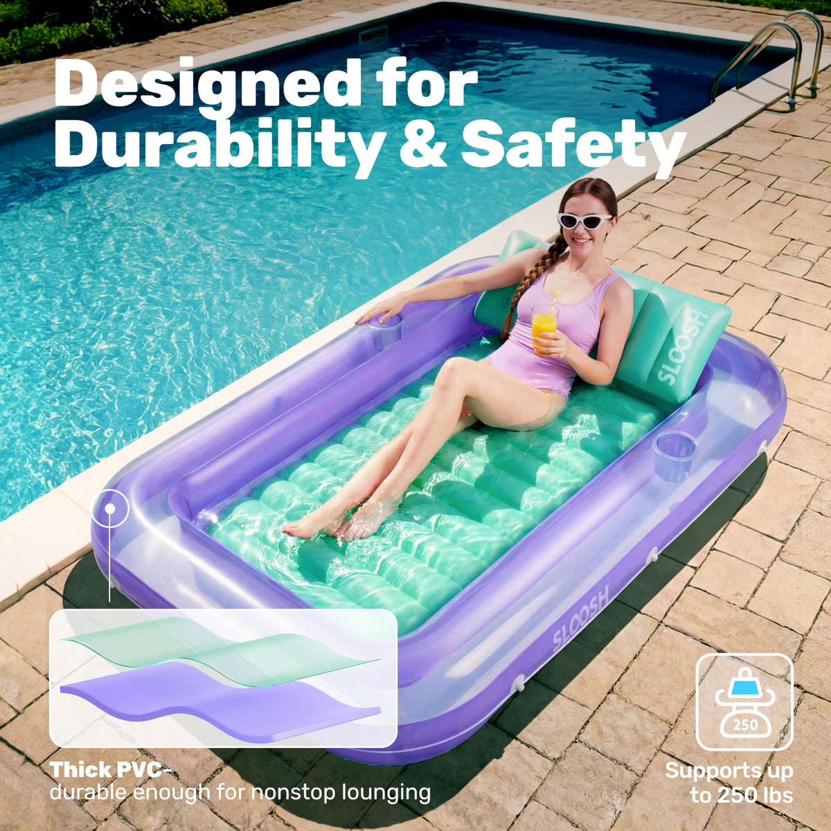 Sloosh compact portable design demonstrates easy inflation and transport