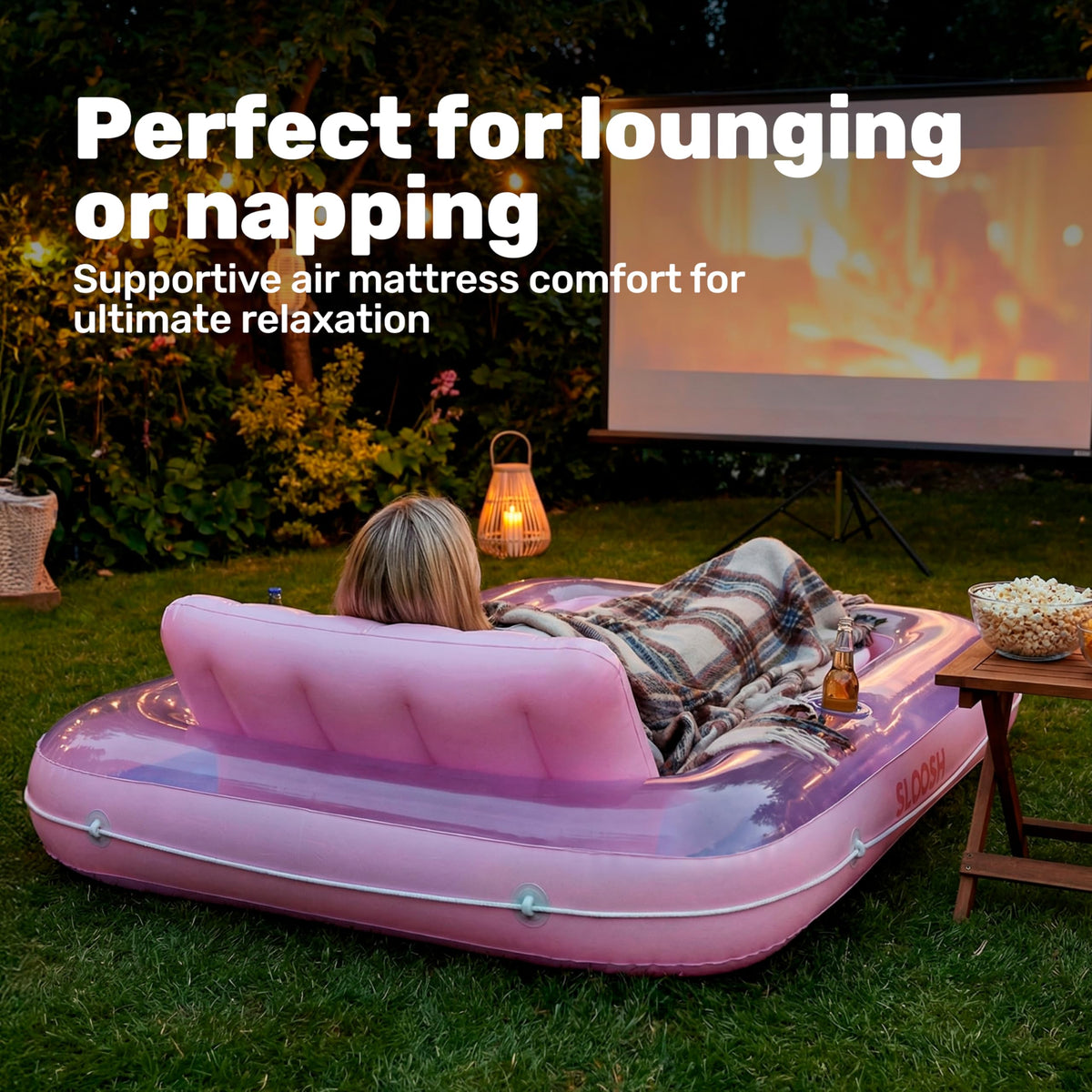Sloosh compact design inflates quickly for easy setup anywhere.