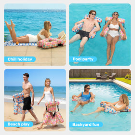 Sloosh compact portable pool lounge chair with bag, travel-ready.
