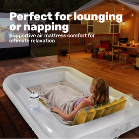 Sloosh compact portable tanning pool lounger is easy to carry for trips.