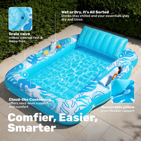 Sloosh detachable headrest for ergonomic poolside lounging.