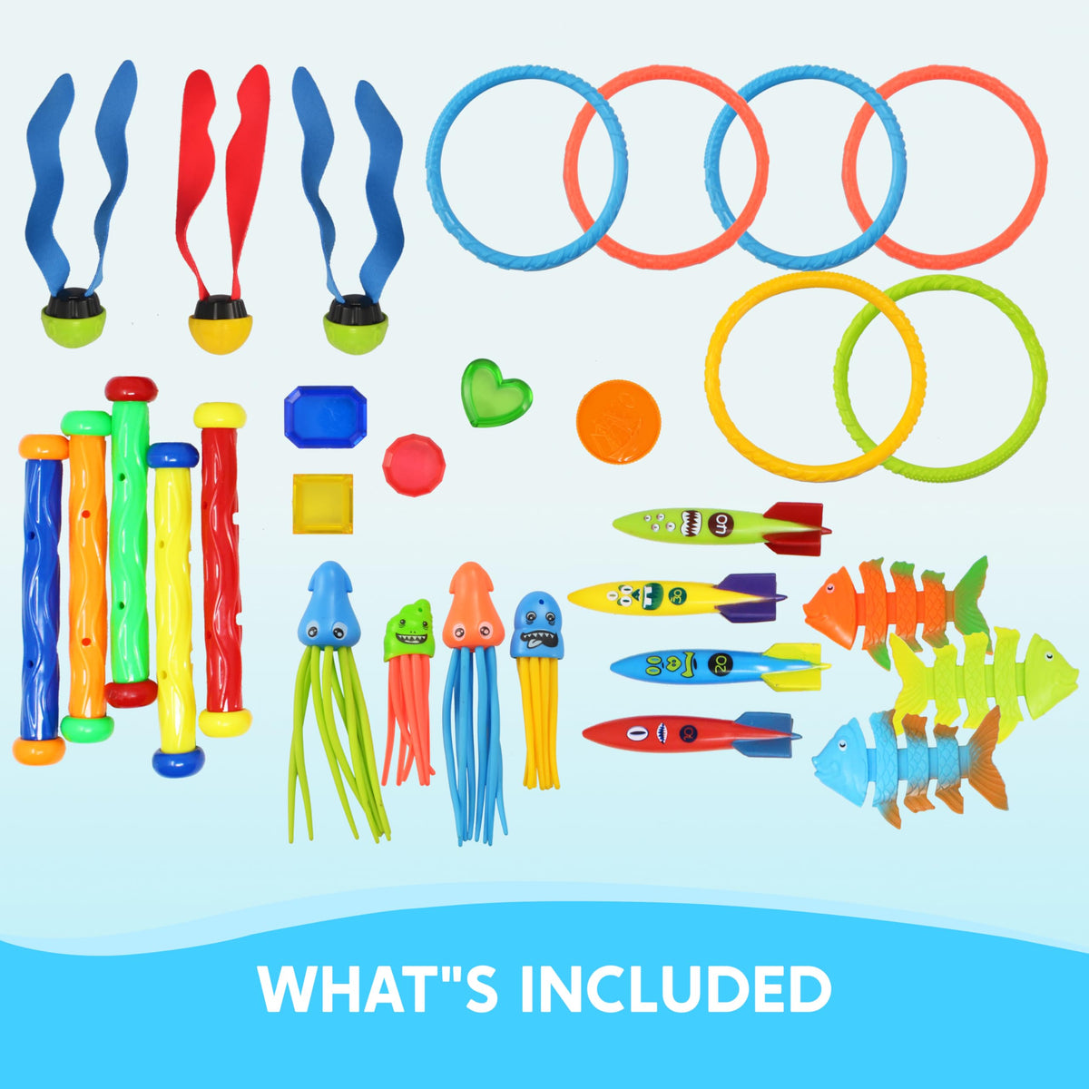 Sloosh diving sticks stand on the bottom, guiding kids to collect with confidence