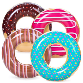 Sloosh donut floats hero: four-pack pool rings ready for pool parties