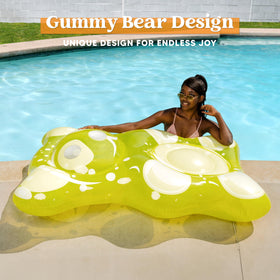 Sloosh easy-set-up inflatable float emphasizes quick inflation and comfort.
