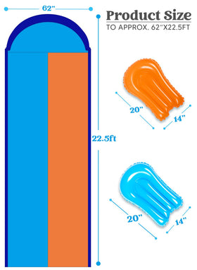 Sloosh easy setup guides let you unroll, secure, wet, and inflate quickly.