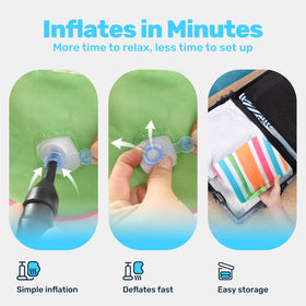 Sloosh easy-to-inflate float enables quick setup and storage.