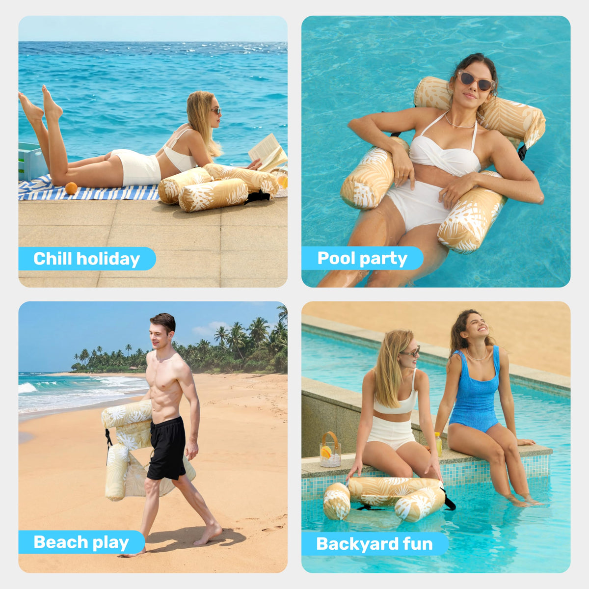 Sloosh plant-pattern float enhances pool or lake time.