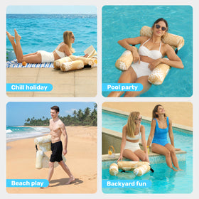 Sloosh plant-pattern float enhances pool or lake time.
