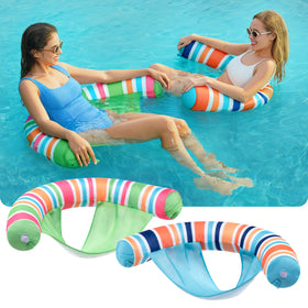 Sloosh floating noodle chair with soft fabric cover offers buoyant support.