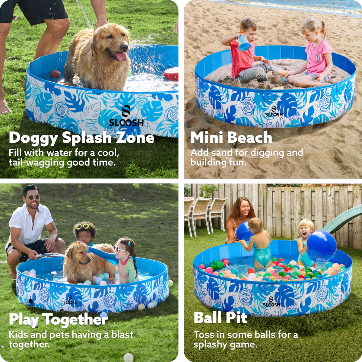 Sloosh Foldable Pool folded for compact travel and storage