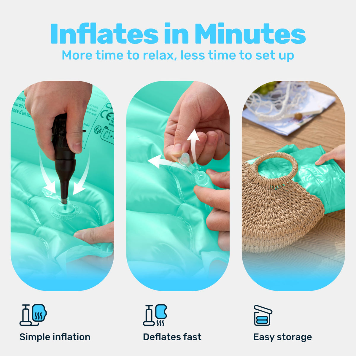 Sloosh pool float folded for compact travel and storage