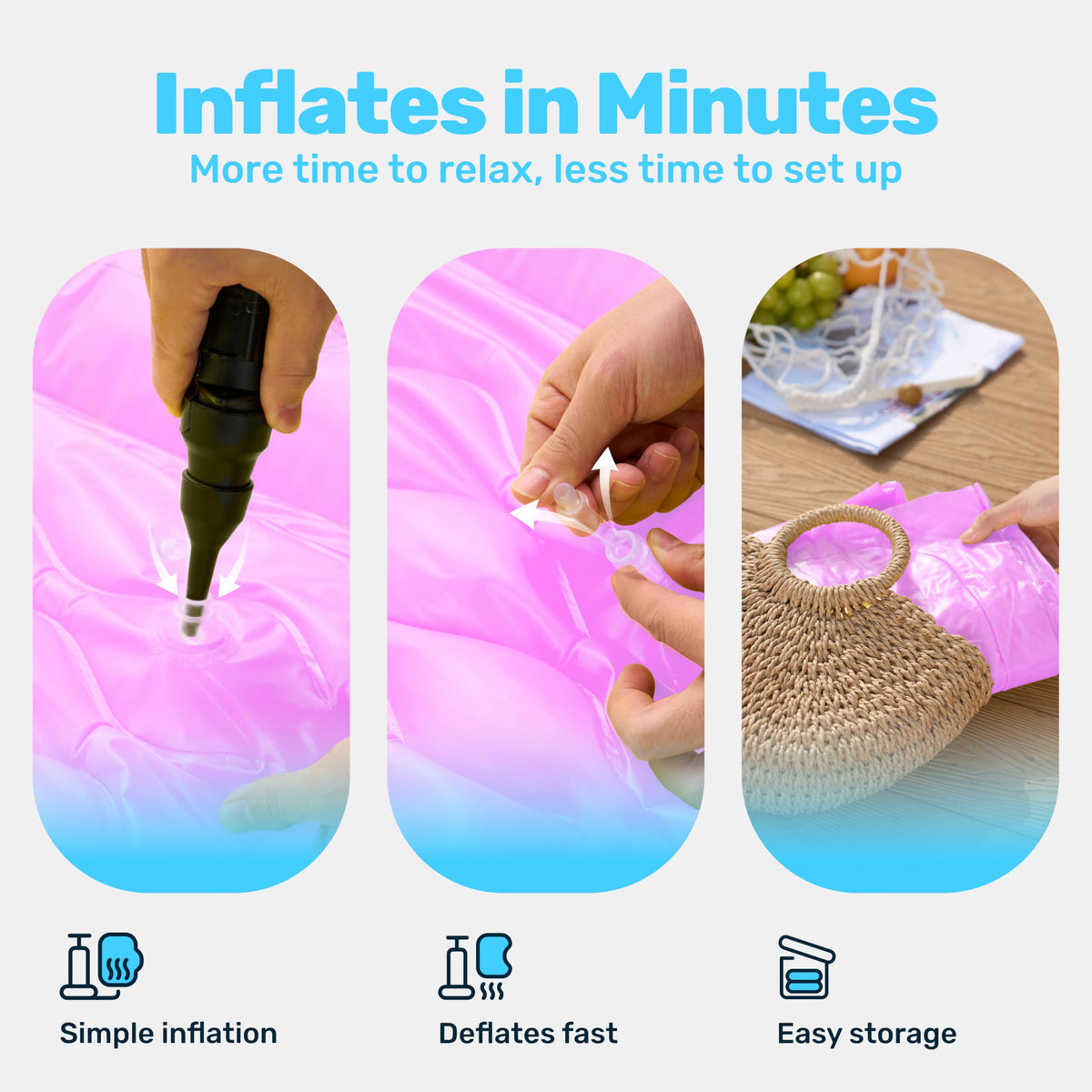 Sloosh floats fold easily for storage after use.