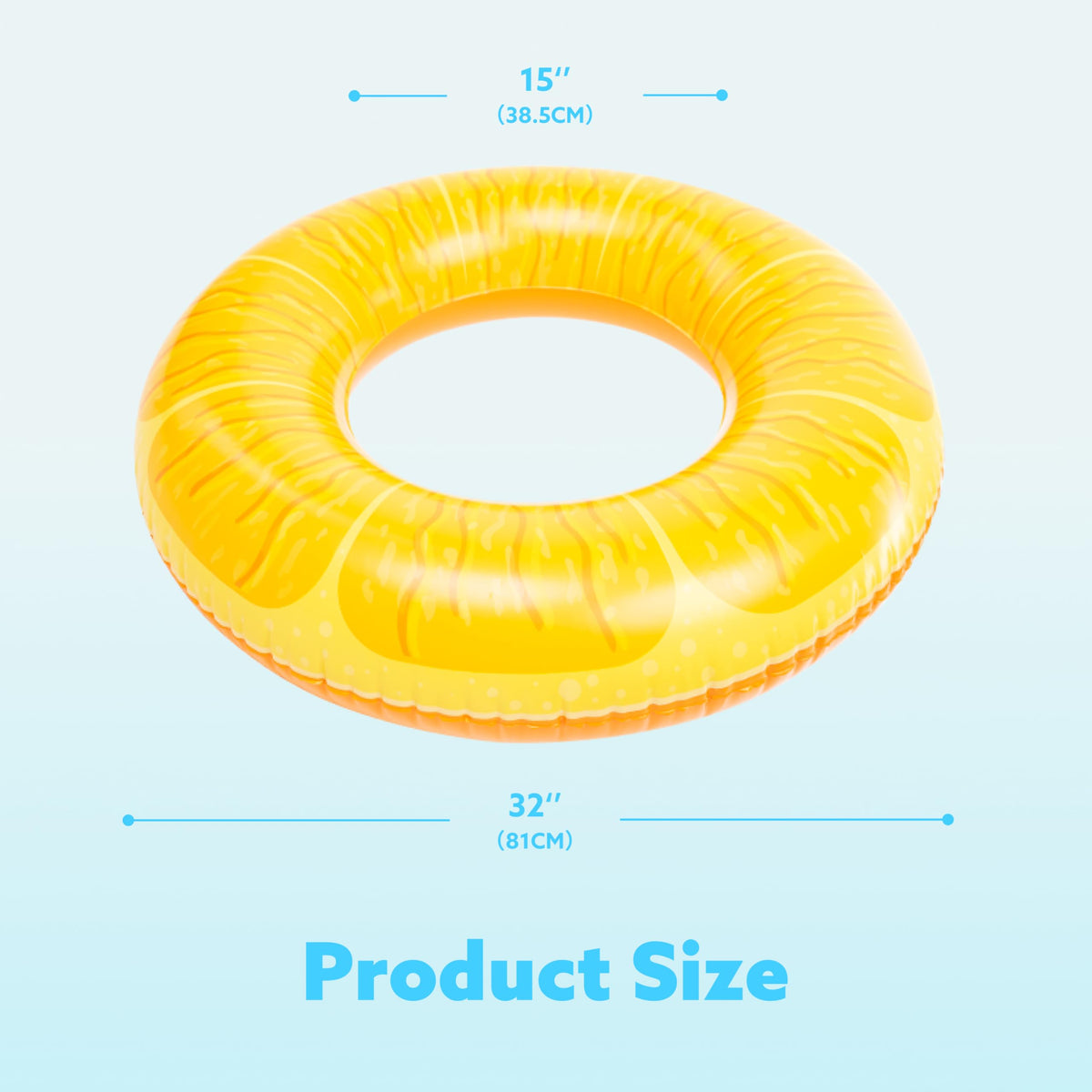 Sloosh depiction of easy inflation and compact storage for fruit floats
