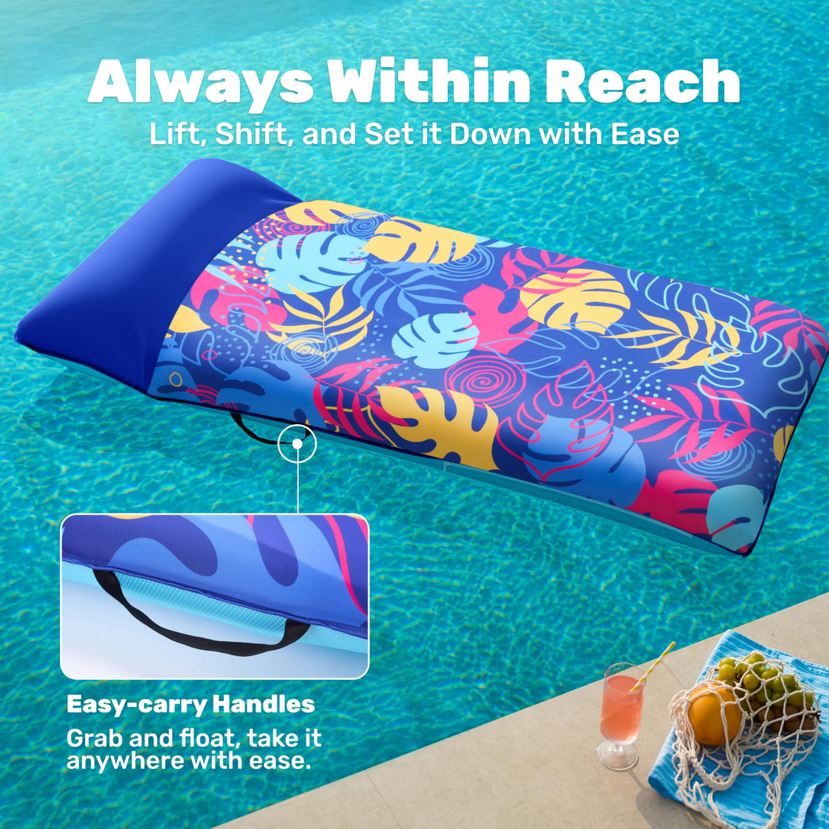Sloosh integrated handles allow easy transport to water edges.
