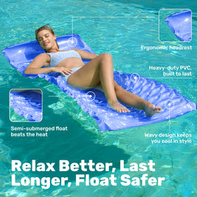 Sloosh headrest floating pillow blue, ergonomic support for comfortable water relaxation.