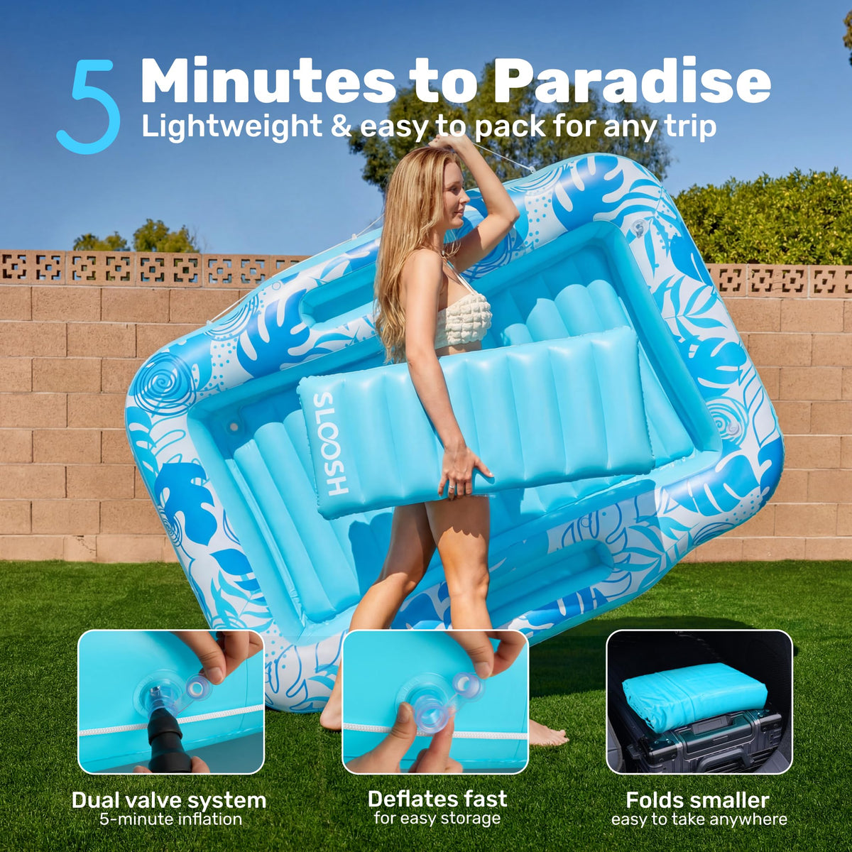 Sloosh heavy-duty PVC 0.3mm construction for seasons of use.