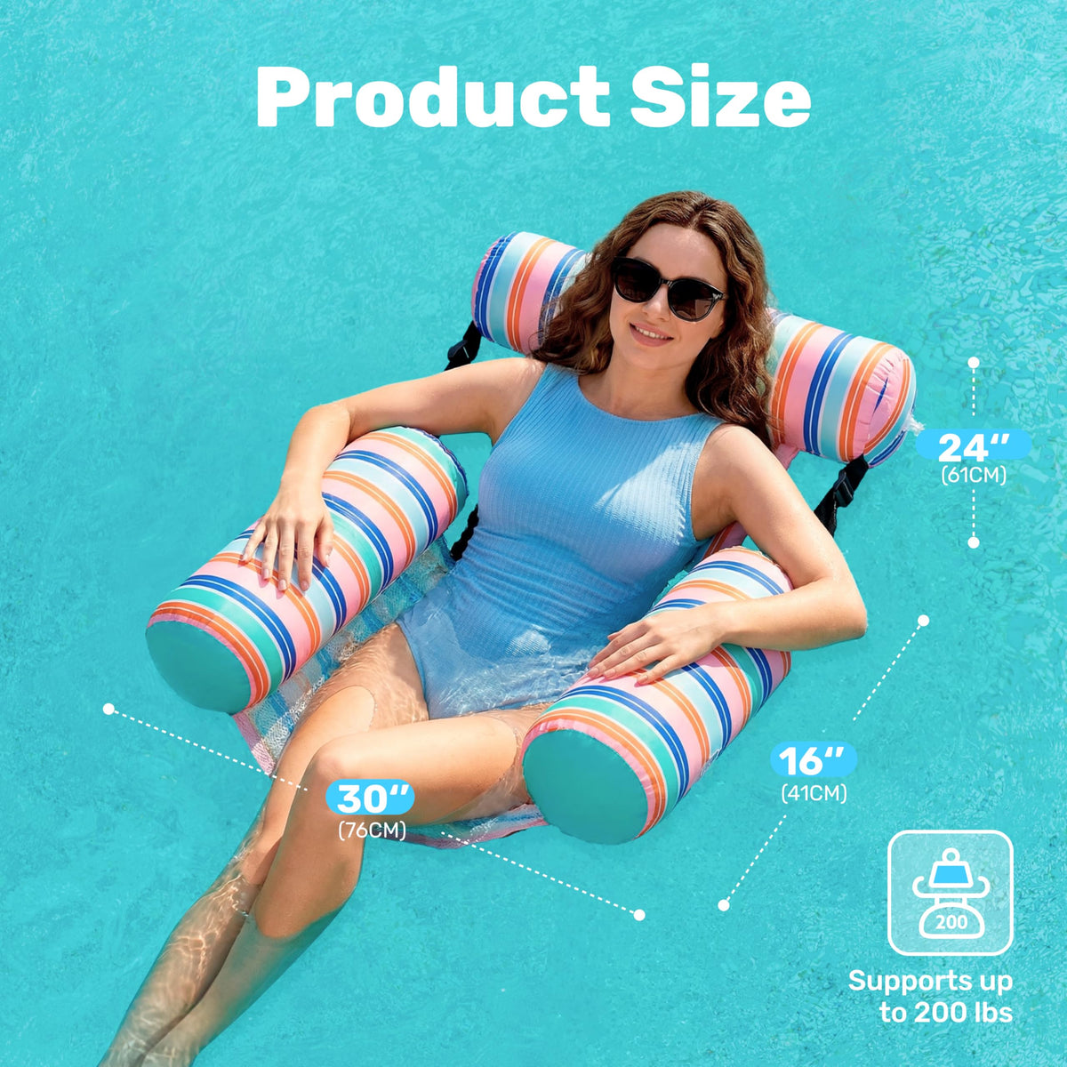Sloosh high buoyancy air tubes for stable, comfortable floating.