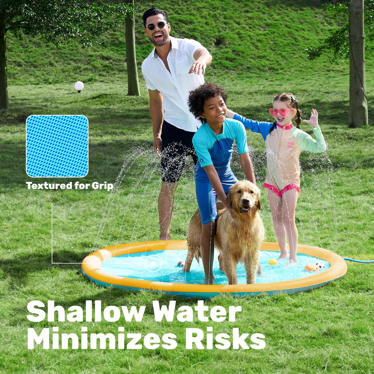 Sloosh hose connection enables easy water flow control for spraying.