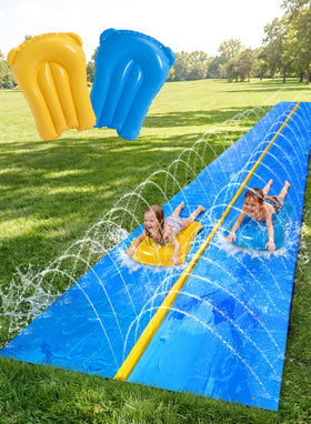 Sloosh huge water slide 30ft 6ft for backyard family summer fun.