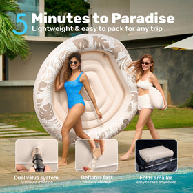 Sloosh iconic design shows portability for travel-ready pool lounging.