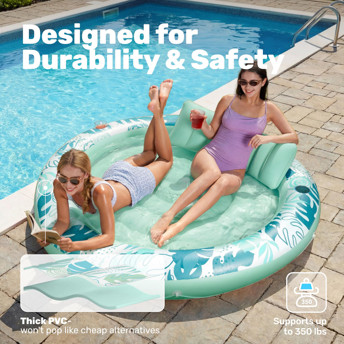 Sloosh iconic design and portability make this pool float travel-friendly