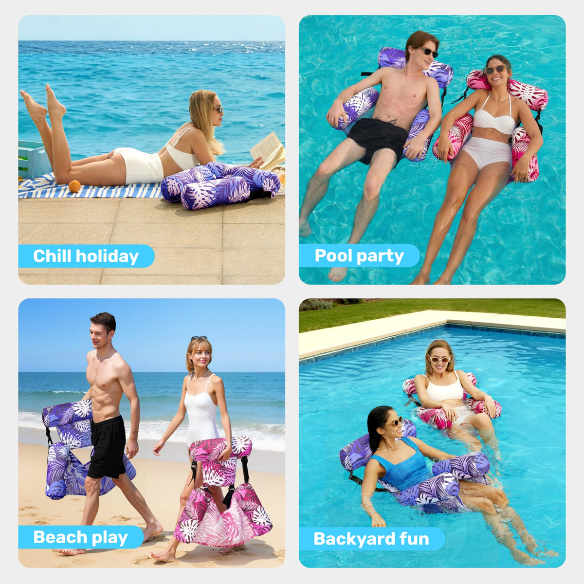 Sloosh in-water lounge ideal for pool parties and lake days