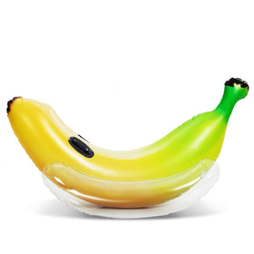 Sloosh inflatable banana float in pool for a playful ride-on.