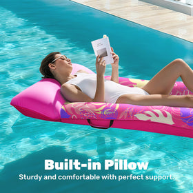 Sloosh inflatable float with headrest for neck support by the pool