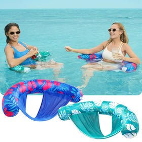 Sloosh inflatable noodle chair with soft fabric sling for long, comfortable lounging.
