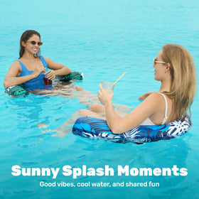 Two-pack Sloosh inflatable noodle chairs ideal for family pool time.