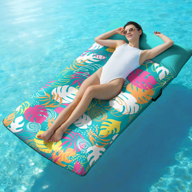SLOOSH inflatable XL pool float teal showing the oversized 68x34 inch lounging area