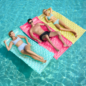 Sloosh blue inflatable pool mat for comfortable lounging in the water.