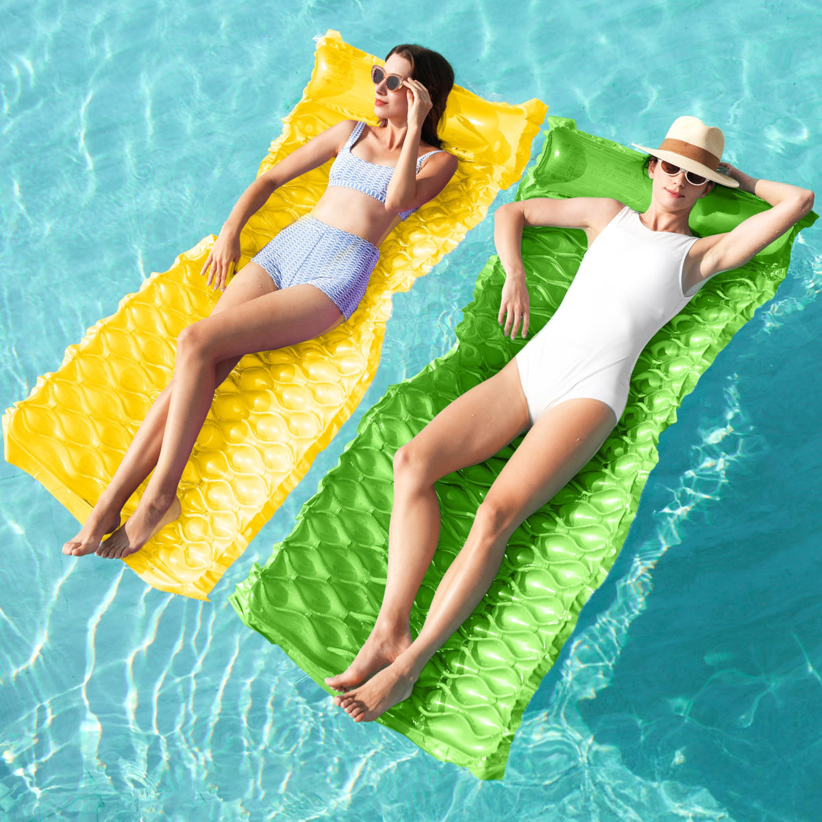 SLOOSH inflatable pool float 64x32 green headrest for comfortable lounging