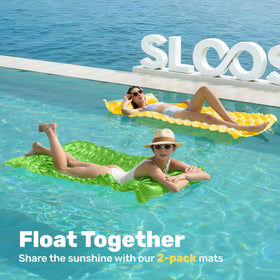SLOOSH inflatable pool float 64x32 yellow headrest for comfortable lounging