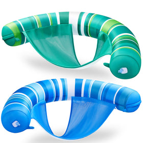 Sloosh inflatable pool floats chairs 2-pack with stripes for poolside lounging.